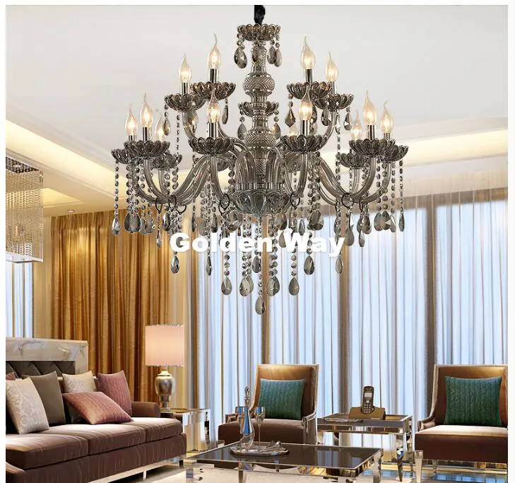 Modern Smokey Crystal Chandelier lighting Smoky Gray Crystal Chandeliers Large Chandelier Lighting Bedroom Living Room Lighting