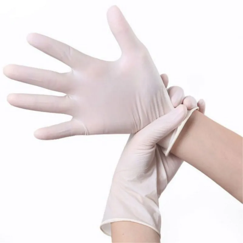 10Pcs Disposable Latex Gloves Anti-skid Acid-base Laboratory Rubber Gloves Powdered Easy Slip On/Off Household Cleaning Supplies