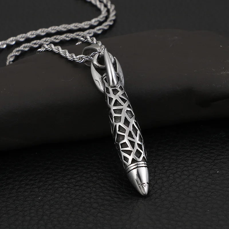 Vintage Stainless Steel Men's Creative Rocket Pendant