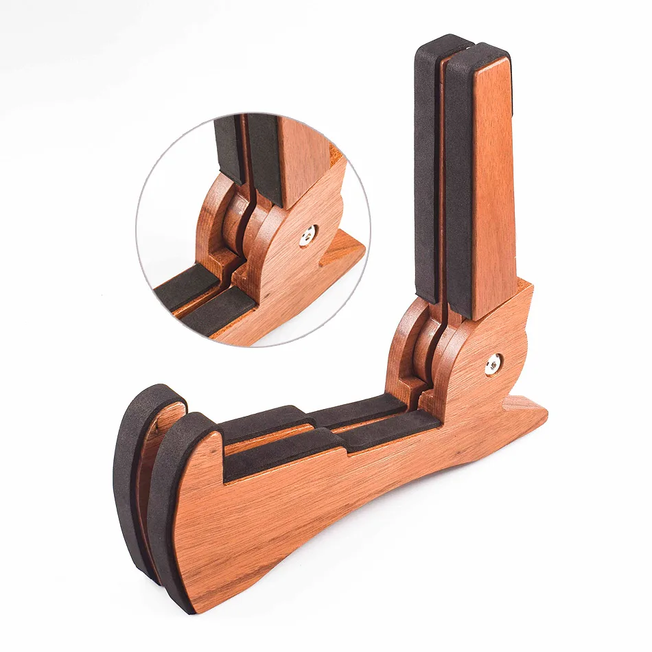 Mahogany Wood Guitar Stand Holder Foldable Acoustic Electric Guitar Bass Stand Holder Floor Universal Guitar Accessories