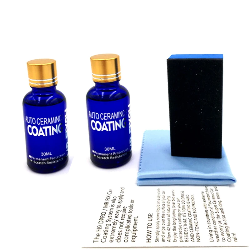 

2Pcs 9H Ceramic Car Coating Liquid Glass Anti-scratch Coating Automotive Super Hydrophobic Polishing Varnish Auto Detailing