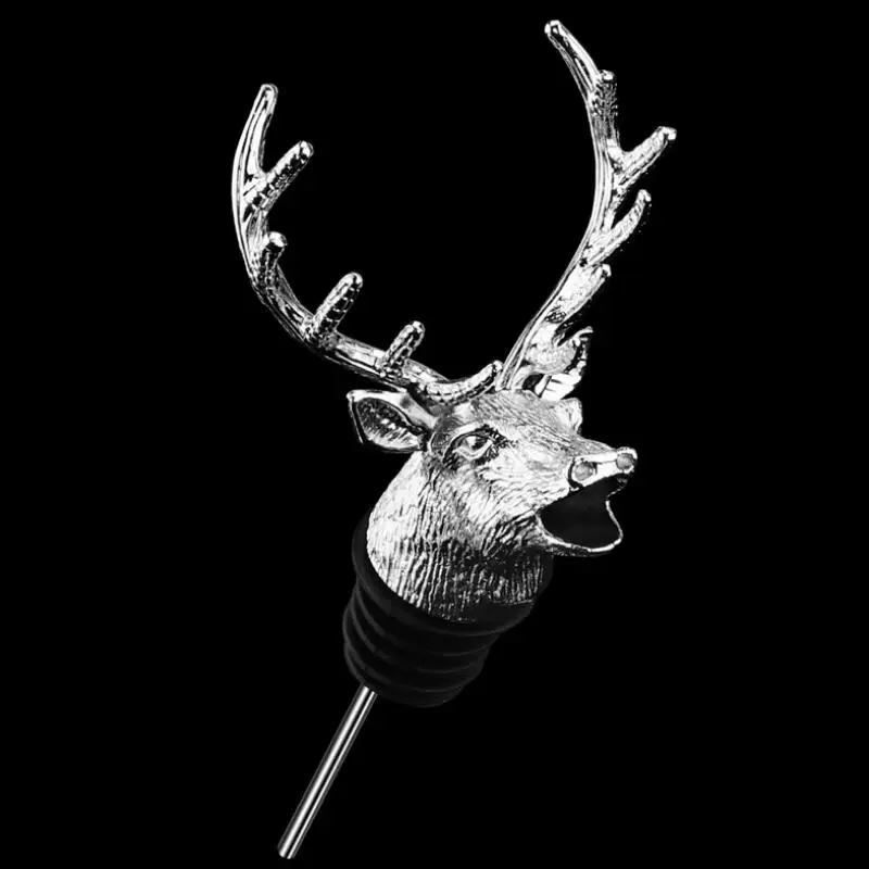 Zinc Alloy Creative Deer Head Wine Bottle Cork Pourer and Stopper Wine Aerators Stag Head Bottle Stopper LX7112