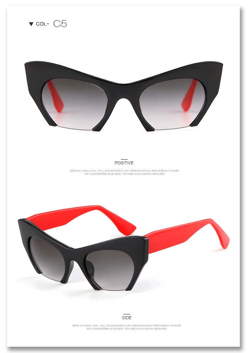 Wer Cutie Frauen Cat Eye Sonnenbrille Marken designer Frau übergroßen halben Rahmen rosa Leopard Sonnenbrille ce Linsen schirme om703 – Detail 9