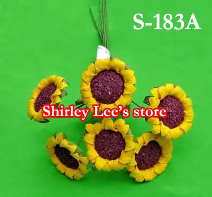 Wholesale--120 bunches=720pcs fabulous handmade paper flower-Mini Sunflower (Free Shipping by Express)