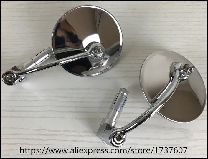 1pair cafe racer Motorcycle Rearview Mirrors /Stainless steel stem Vintage motorcycle Side Mirrors