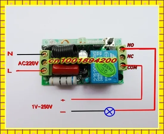 220V  AC 10A Relay Receiver Transmitter Light Lamp LED Remote Control Switch Power Wireless ON OFF Key Switch Lock Unlock 315433