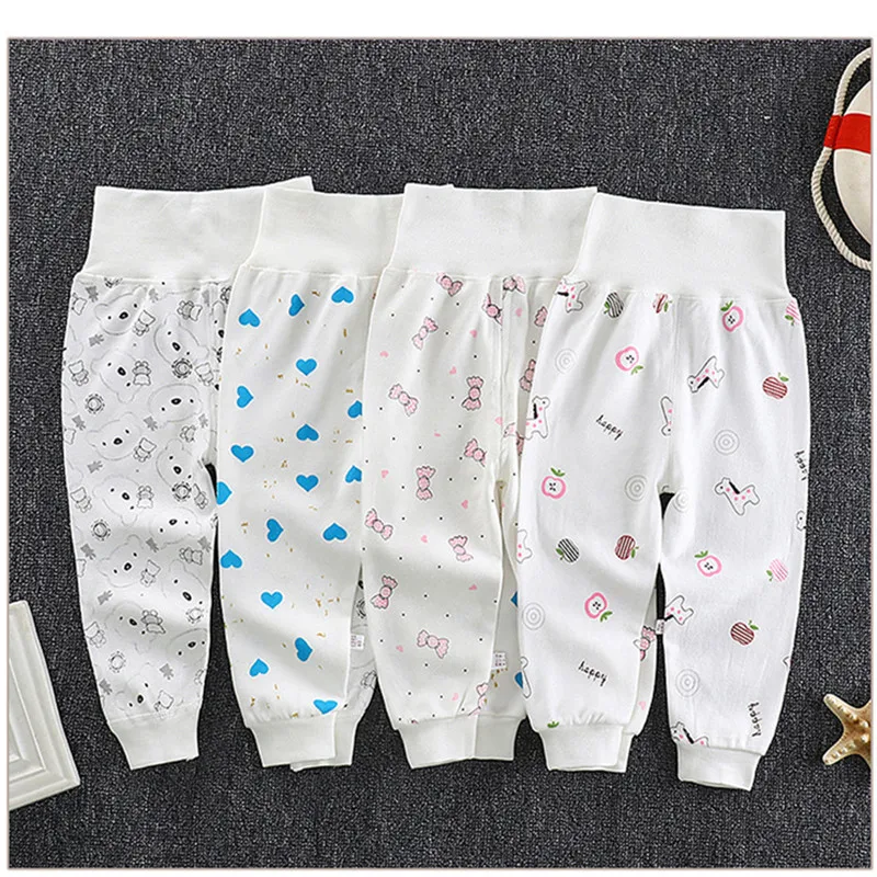 Spring Autumn Baby Clothing Infant Newborn Girls Boys PP Pants High Waist Soft Cotton Cute Print Kids Leggings Children Trousers