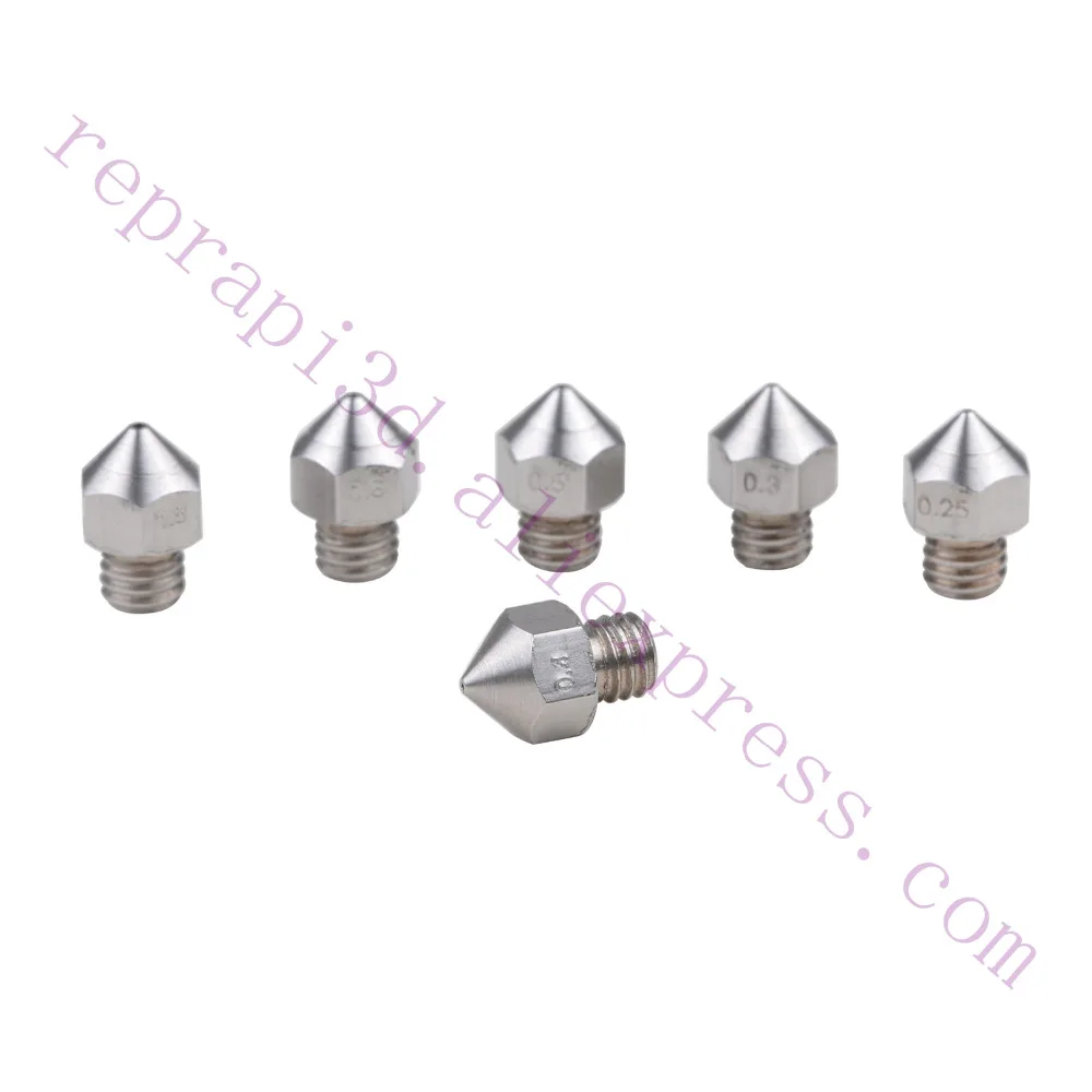 

6pcs Stainless steel All Metal Hotend MK8 Nozzle M6 thread for CR10 Creality CR-10 Ender 3 MK8 Mk9 extruder 3D Printer use