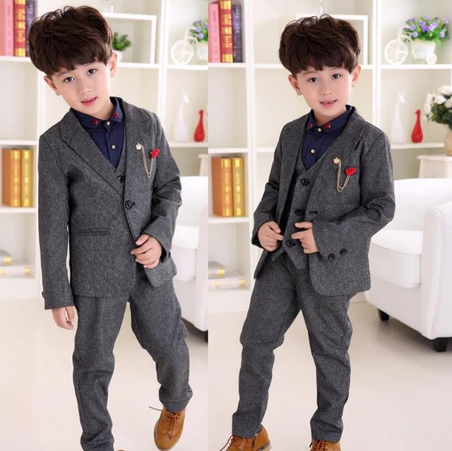 Traje Formal para ninos chaqueta chaleco y pantalones 3 piezas para bodas de 3 a 10 anos AliExpress