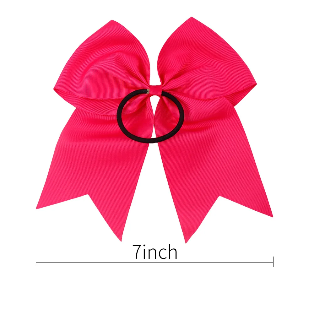 7 Inch Solid Girls Cheer Bows Grosgrain Ribbon Hair Bow With Elastic Ponytail Hair Holder For Kids Hair Bands Hair Accessories