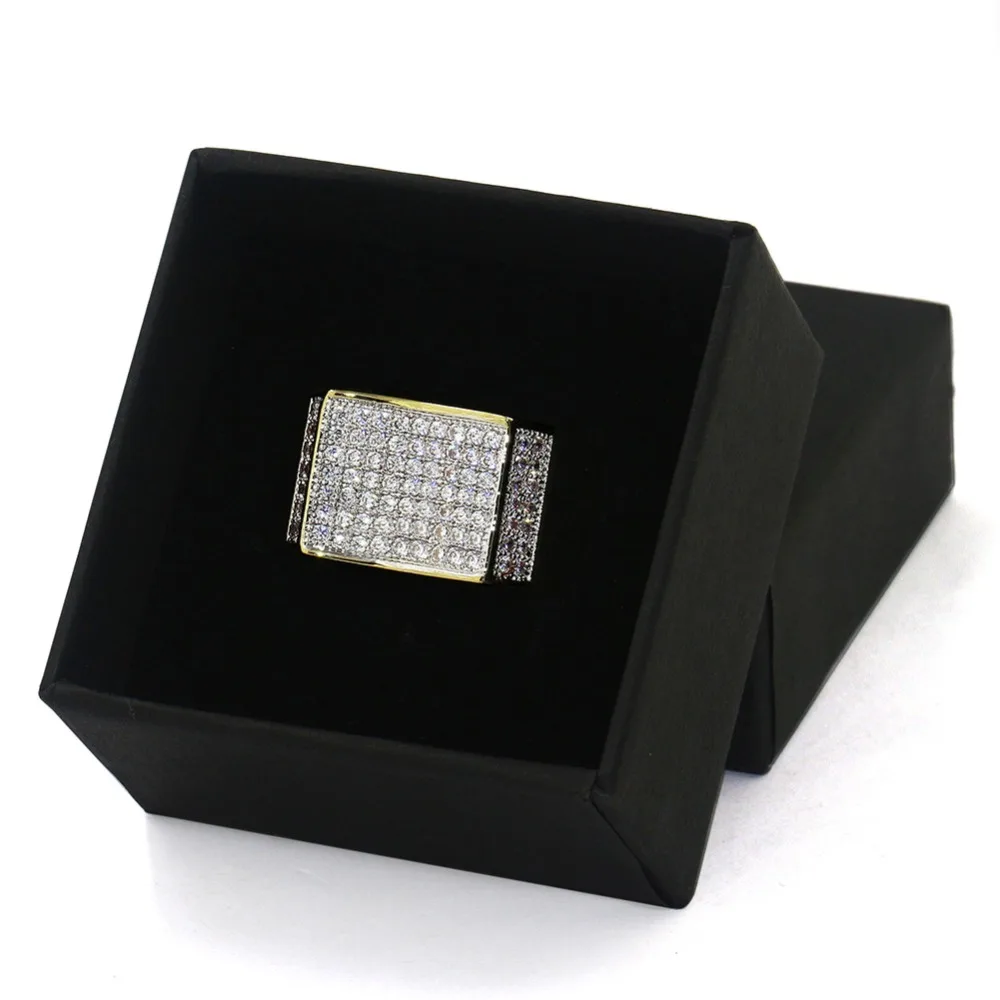 TOPGRILLZ Hip Hop Bling Rings All Iced Out Real Micro Pave CZ AAA Cool Mens Women Couple Gold & Silver Color Hiphop Ring