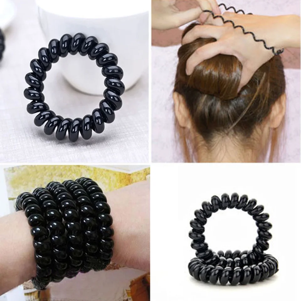 5Pcs/Lot Women Colorful Elastic Hair Bands Rubber Hairband Telephone Wire Rope HairBand Girls Hair Accessories