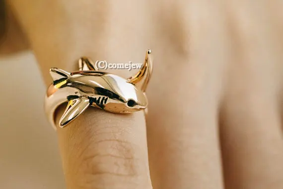 New Trendy Dolphins Rings Gold Silver Color Shark Promise Rings For Women Girl World Of Warcraft Aros Overwatch