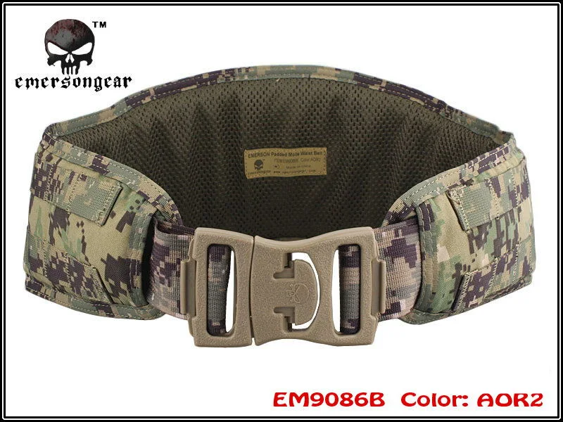 EMERSON MOLLE Padded Molle Waist Belt Men Airsoft Combat  belt AOR2 EM9086B Waist Support