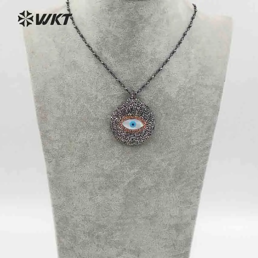 WT-NV214 WKT Unique design round sticky natural stone center eye pattern hematite rosary chain