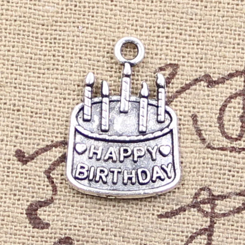 15pcs Charms Birthday Cake 18x15mm Antique Bronze Silver Color Pendants Making DIY Handmade Tibetan Bronze Silver Color Jewelry