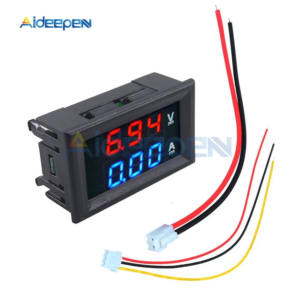 Mini voltímetro digital com tela de led, testador medidor de corrente e voltagem com painel amplificador de 0.28 polegadas e display duplo de 3