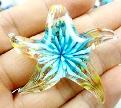 46*50MM Multi-Color Liuli Coloured Glaze Glass starfish Pendant necklace LOOSE BEADS P85