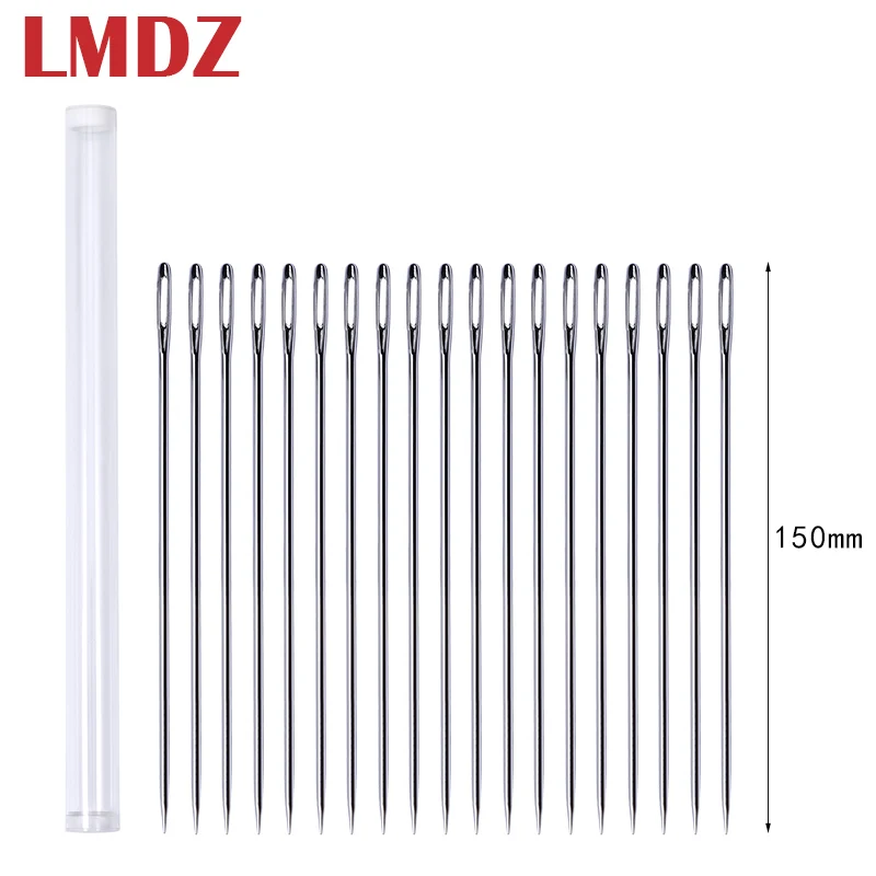 LMDZ 20PCS/LOT Stainless Steel Large Eye Sewing Needles Sewing Pins Set Home DIY Crafts Household Sewing Accessories 150mm