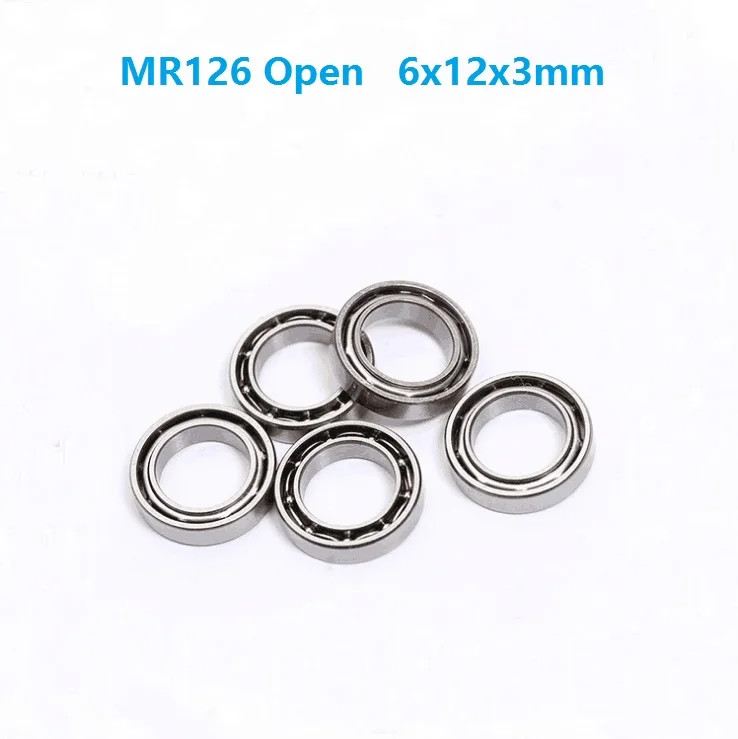 

50pcs/lot MR126 Open Type 6x12x3 mm deep groove Ball Bearing Miniature 6*12*3mm