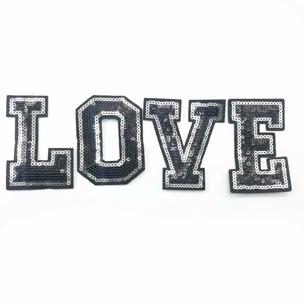 Sequins Alphabet Letter Patch For T-shirt Sweater Iron On Garment Accessories Embroidered Applique Decoration Repair Patches