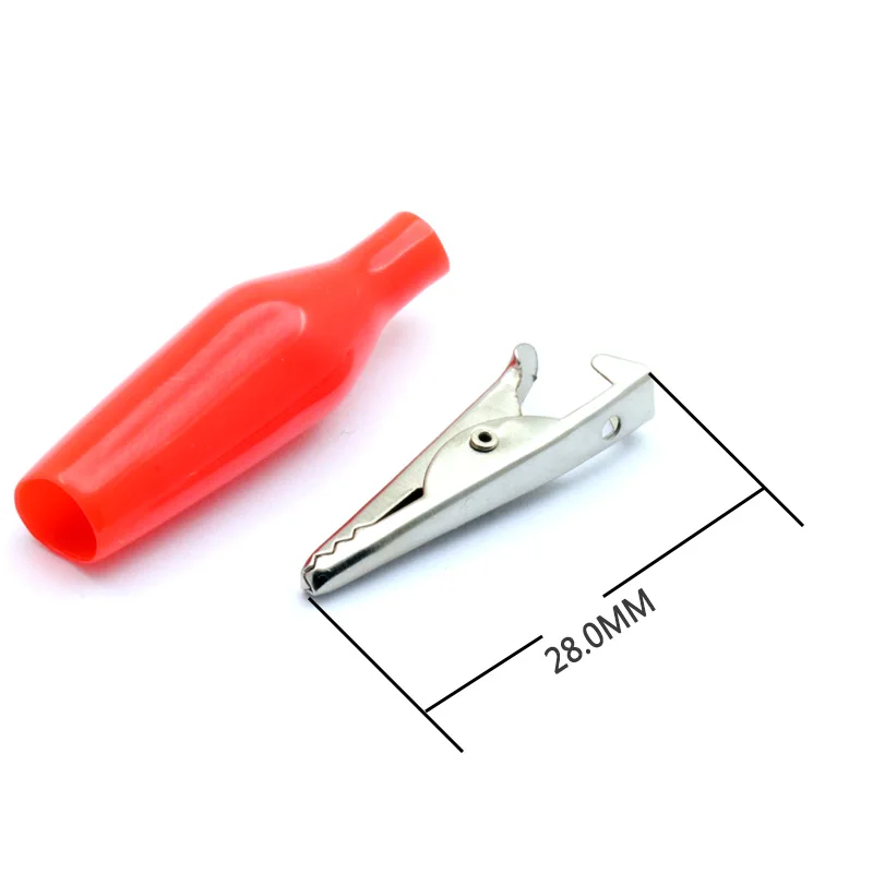 10pcs/lot 28mm Metal Alligator Clip G98 Crocodile Electrical Clamp for Testing Probe Meter Black and Red with Plastic Boot