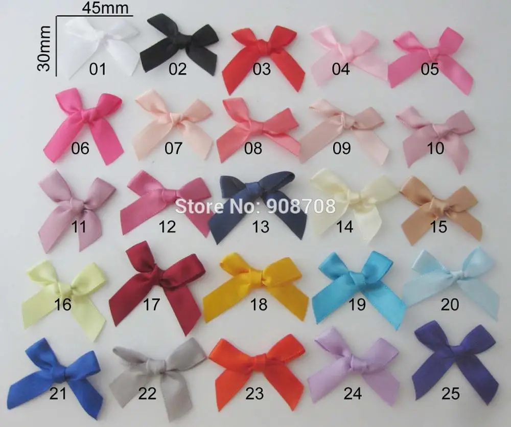 (Limited Stock) F0028 10MM Satin Ribbon Bowtie 200Pcs Children Clothes Accessories Craft Gift Decorative