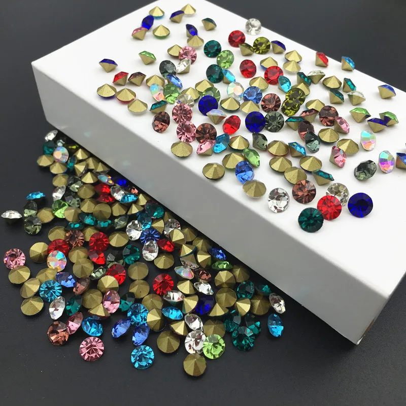 Glass Crystal More Sizes Point back Glass chatons rhinestone beads Glue on Round shape handimade Craft ornament diy trimming