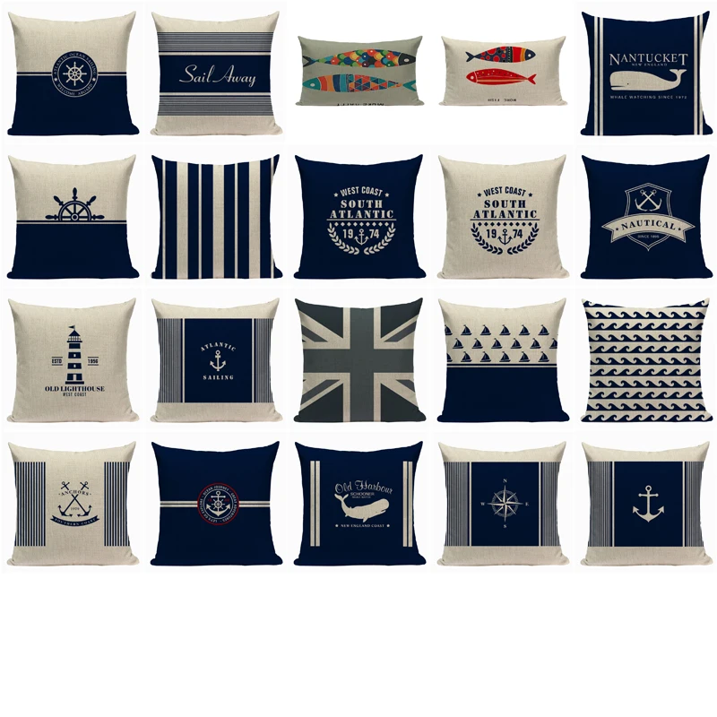 Vintage Decoration Cushion Marine Colorful Fish Spring Pillowcase Houseware Sofa Car Home Decor Pillow Case Custom Covers