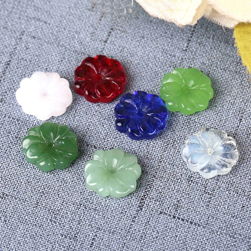 10pcs 15mm Plum Flower Lampwork Beads Multi Color Petal Glass Beads For Jewelry Making Material Handmade DIY Accessories