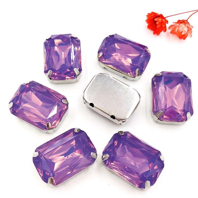 20pcs/pack Matt Crystal violet opal Rectangle shape sew on rhinestones flatback Resin loose rhinestones DIY garment Accessories