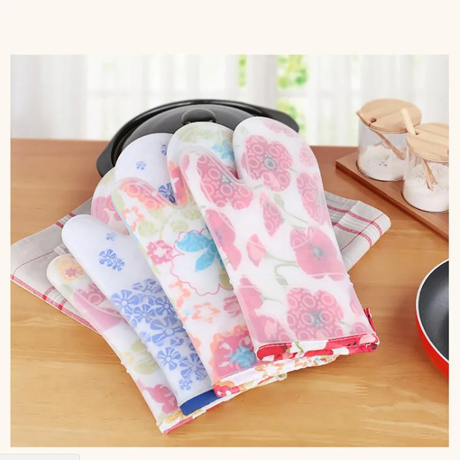 

1Pcs Silicone Oven Glove Heatproof Mitten Kitchen Cooking Microwave Oven Mitt Non-slip Glove Thickening High Quality