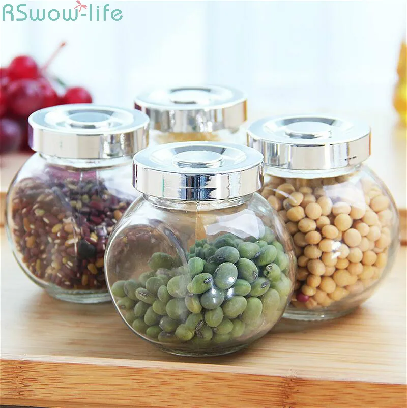 

Circular Kitchen Glass Sealed Tank Transparent Storage Tank Honey Bottle Tea Glass Sealed Transparent Jar Cover Food Housewares