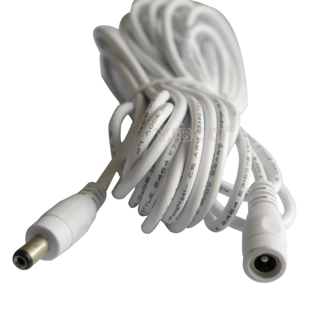 Hot Sale 1m 2m 3m 5M 5.5 X 2.1 mm DC connector Power Plug with extension wire DC female and Male Jack adapter