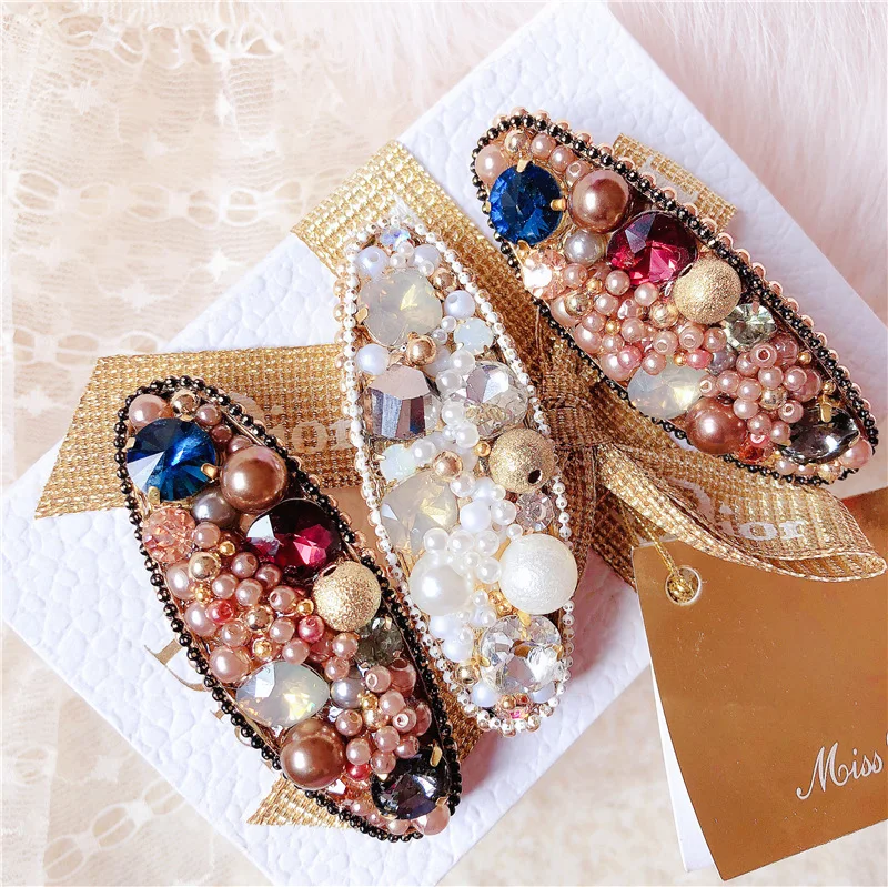 

Fashion Pearls beads Spring Hair Clips Hair Accessories elegance Women Luxurious Glittering jewel hair clips Hairpins barrette