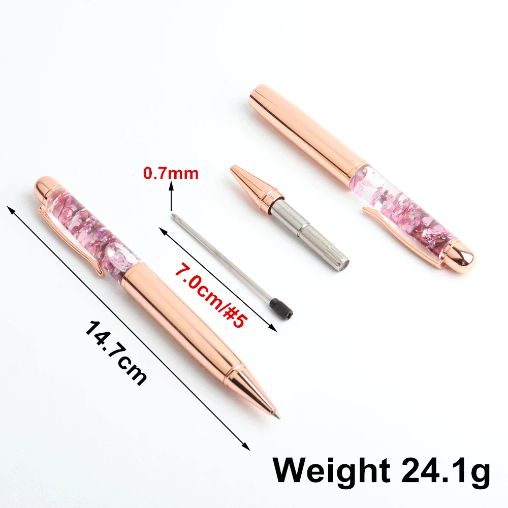 GENKKY Luxury Ballpoint Pen Flow Oil Crystal Gold Foil Metal Copper Colorful Powder Quicksand Pen Office School Supplies