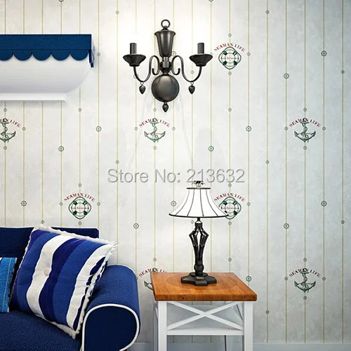 ZXqz 19 Non woven wallpaper _ fresh Mediterranean anchor pattern wallpaper Karaoke wall papers wallpapers beautiful dream of sea