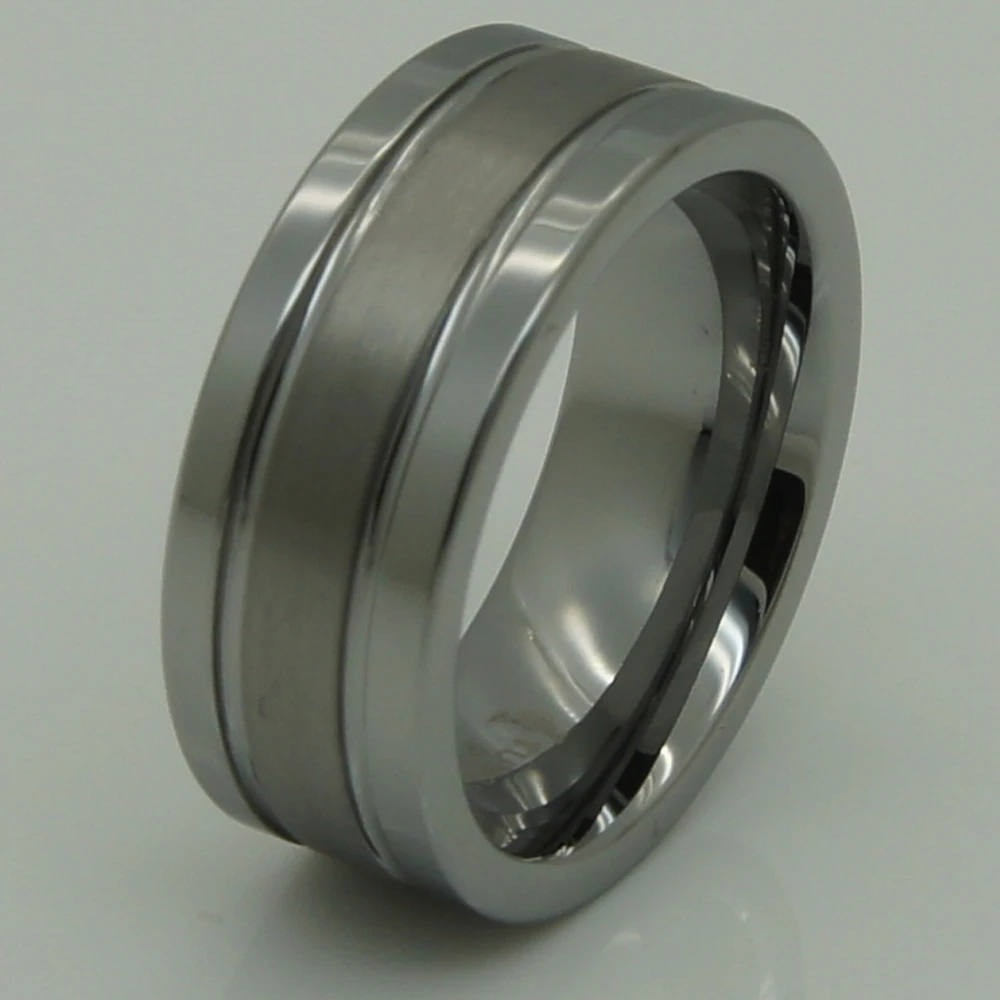 8mm 2tone shiny/brush hi-tech scratch proof wedding tungsten ring