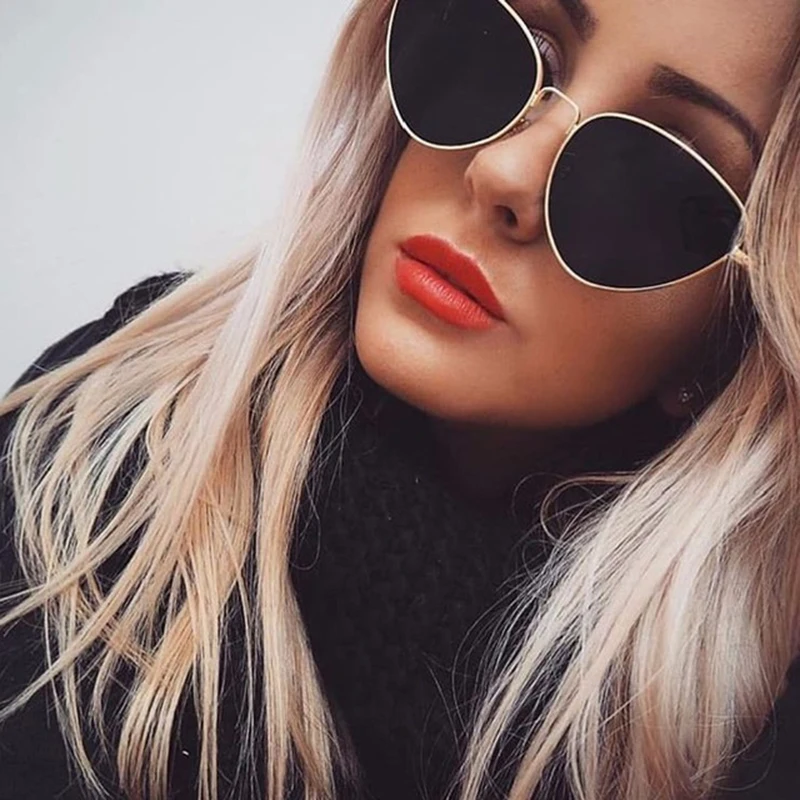 TOYEARN Vintage Sexy Ladies Cat Eye Sunglasses Women Fashion Clear Red Eyewear Metal Frame Sun Glasses For Female UV400