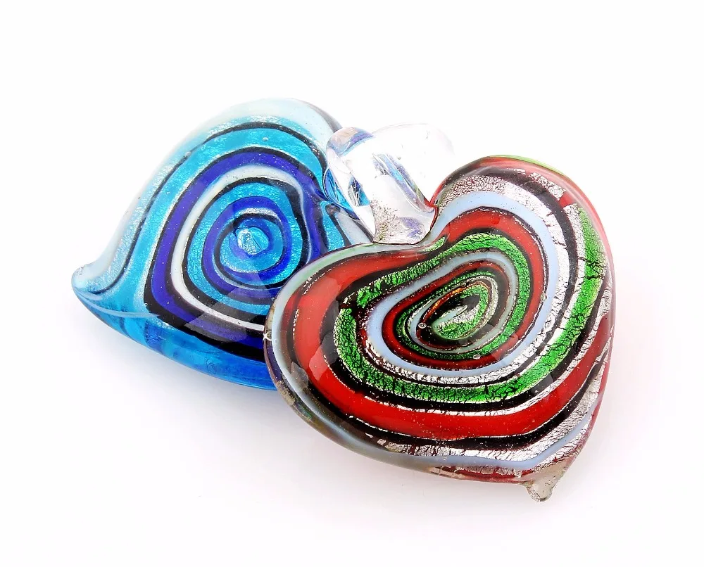 Wholesale 6pcs handmade Murano Lampwork Glass Mix Color Heart Pendant Fit Necklace Hot Thanksgiving gift p0017