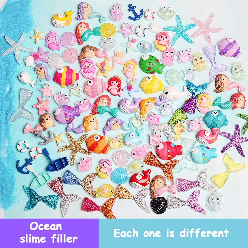 New 10/20/30pcs Ocean Series Charms additives for slimes Filler DIY Ornament Phone Decora Mermaid Lizun Clay Slime Supplies Toys