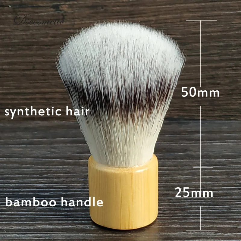 Dscosmetic-mini brocha de afeitar de pelo sintético para hombre, mango de bambú, cepillos portátiles de viaje para Barba, afeitado, herramientas de