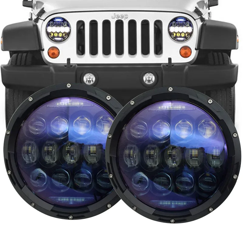 For Jeep Wrangler JK Accessories Round 7 Inch Led Headlight 12V 24V LED Lamp For Hummer H1 H2 Land Rover Defender Headlamp