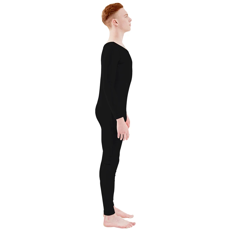 Ensnovo Unisex Lonng Tay Áo Scoop Cổ Spandex Đầy Đủ Bodysuit Múa Ba Lê Dancewear Unitard Jumpsuit Zentai Phù Hợp Với