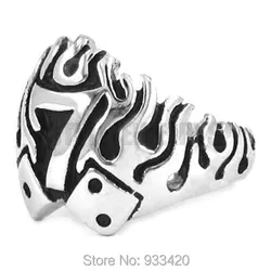 Flame Lucky 7 Ring Stainless Steel Jewelry Fashion Gothic Motor Biker SWR0252B