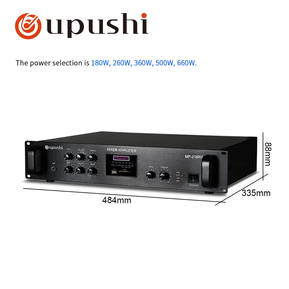 Oupushi-AMPLIFICADOR DE audio Pa con bluetooth para el hogar, sistema de sonido envolvente, compatible con control remoto, tarjeta SD USb, FM
