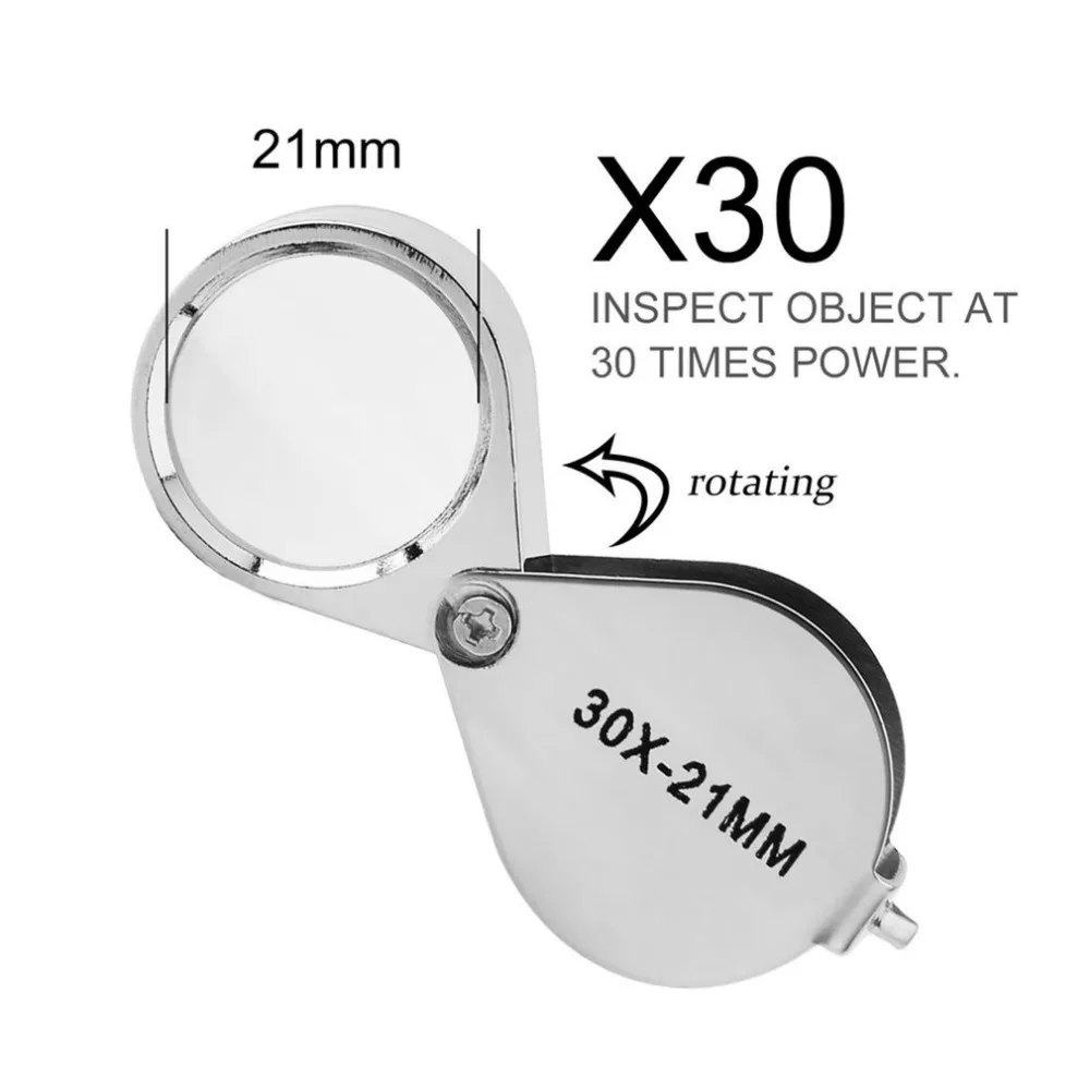 Draagbare Opvouwbare Diamant Juwelier Eye Loupe Lupa Sieraden Loupe Lus 30x Verlicht Vergrootglas Juweliers Gereedschap