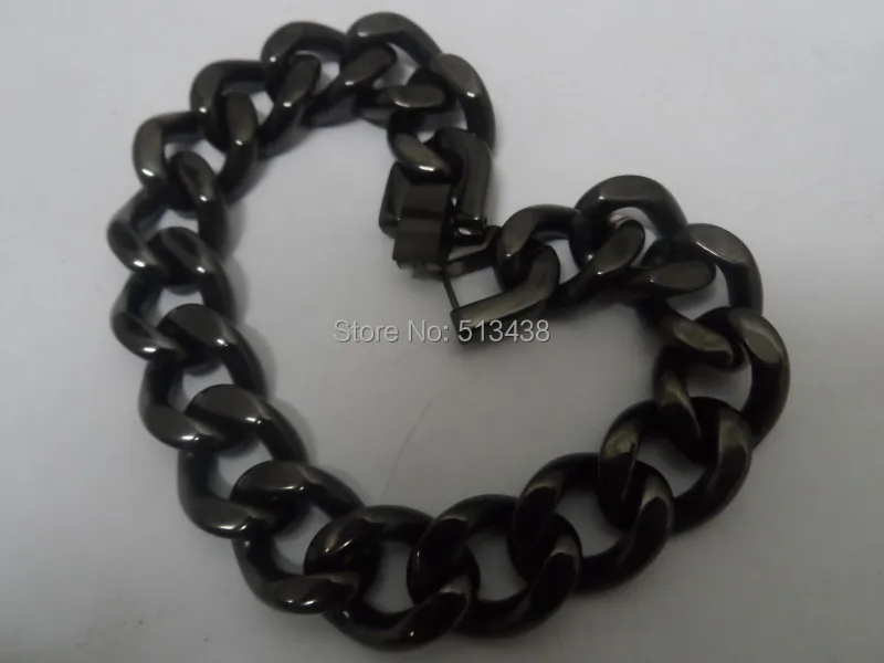 

Men's Cuban Curb Chain Bracelet Stainless Steel Black 15mm 8.8''