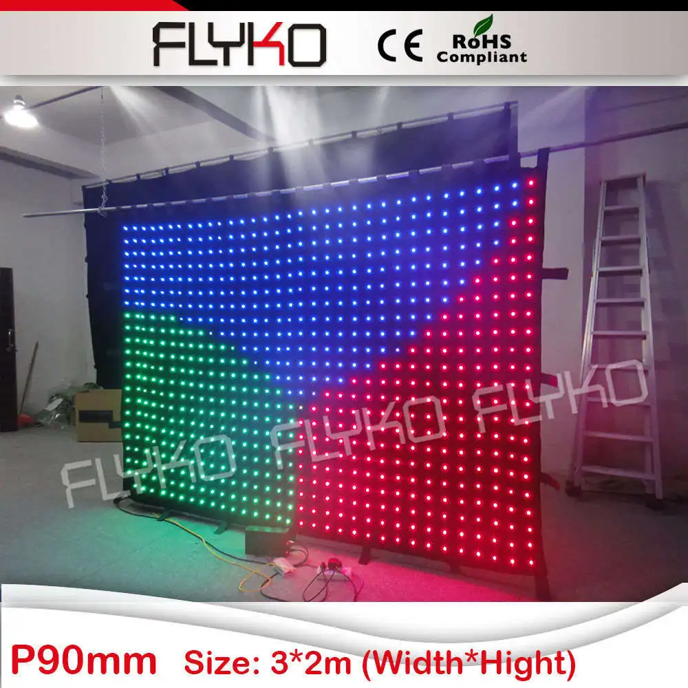 

Guangzhou RGB emmiting color led light video curtain 2x3m P9