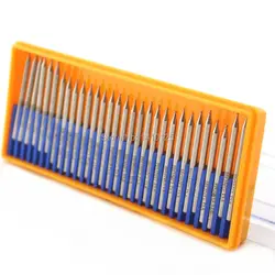 30 Pcs Bur Diamond Grinding Head SPHERE 1 mm Coated Spherical Mounted Point Shank 2.35 3mm Grit 150 for Dremel Tools Accessories